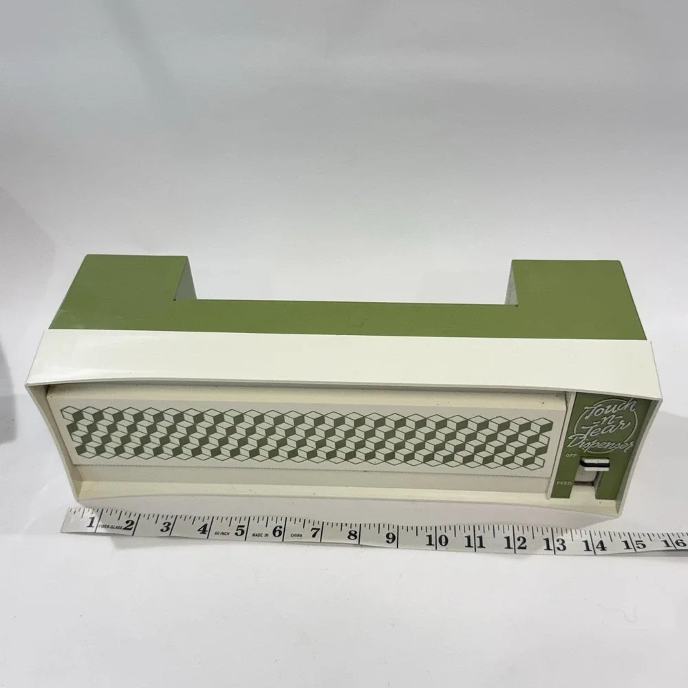 Vintage 70's Touch-n-Tear Automatic Foil Wrap Wax Dispenser Avocado Green IOB - Picture 9 of 15
